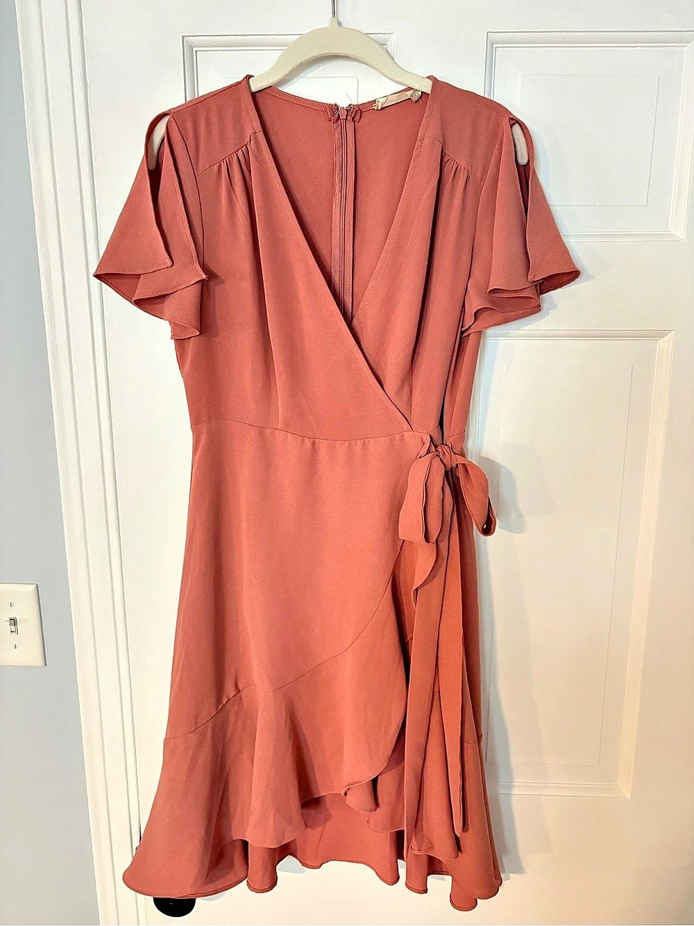 Altar’d State Shoulder Ruffle Faux Wrap Dress